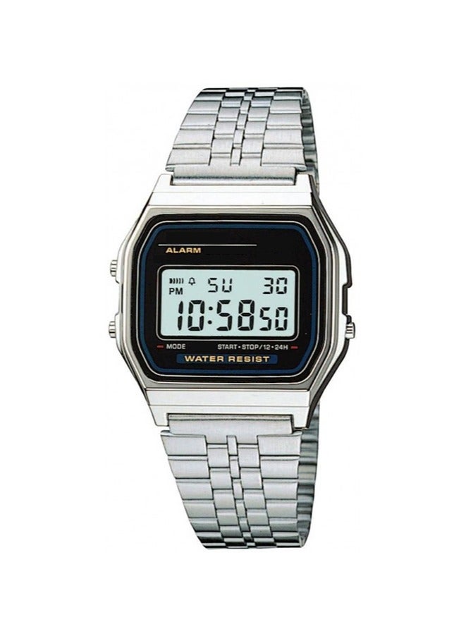 Water Resistant Digital Watch, Square Quartz Watch with Stainless Steel Strap, Classic Digital Display Quartz Silver Watch 35mm