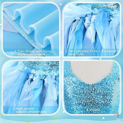 Suppromo Blue Tutu Dress for Girls Birthday Party Kids Sparkly Sequin Tulle Fancy Fairy Princess Dress for Toddler Girls Prom Sneaker Ball Gowns Pageant Wedding Formal Graduation Christmas Costume 10T - Image 5