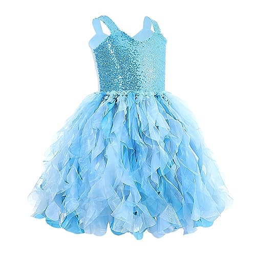 Suppromo Blue Tutu Dress for Girls Birthday Party Kids Sparkly Sequin Tulle Fancy Fairy Princess Dress for Toddler Girls Prom Sneaker Ball Gowns Pageant Wedding Formal Graduation Christmas Costume 10T - Image 2