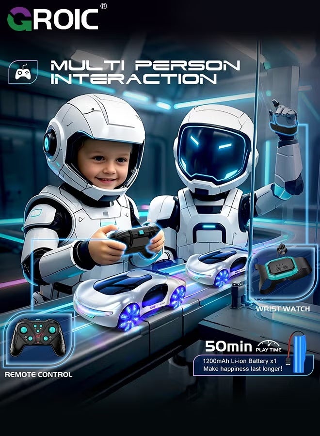 GROIC Futuristic Remote Control Car, Gesture Sensing Rc Stunt Car with Light Spray & Sound, 360° Rotate 2.4GHz RC Cars Toy for Kids,Gesture Control Remote Control Car - Image 1