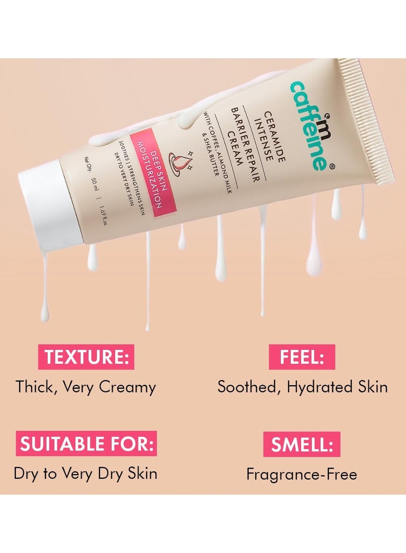 إم كافيين كريم إصلاح الحاجز المكثف بالسيراميد من mCaffeine | ترطيب عميق للبشرة يدوم 72 ساعة | يصلح ويقوي البشرة | مرطب مهدئ وكريمي للبشرة الجافة إلى الجافة جداً | مناسب للرجال والنساء - 50 مل - Image 2