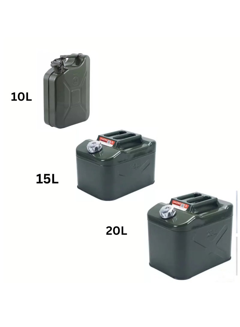 بوناي أسطوانة زيت مربعة سعة 10 لتر، 15 لتر، 20 لتر مع فولاذ مقاوم للتسرب ومقاوم للصدأ ومتين للتخييم ورحلات الطريق في حالات الطوارئ والمزيد من تخزين الوقود والنقل - Image 1