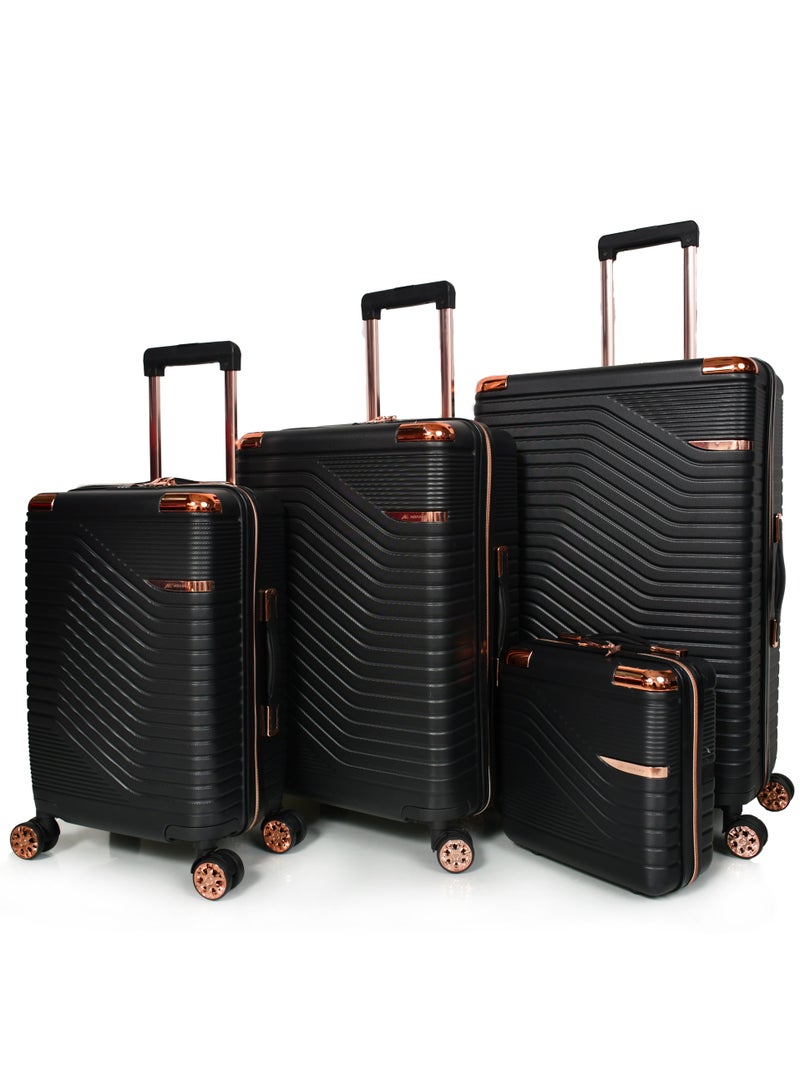 مورانو شنط سفر من مورانو للجنسنين مجموعة من 4 قطع طقم حقائب سفر لون أسود مقاسات 28''-24''-20''-12'' إنش - Image 1