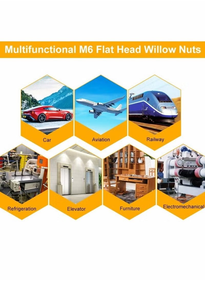 Realfrog - M6 Nut, 50 Pcs M6 Stainless Steel Rivet Nut, Flat Head Threaded Insert Nutsert Rivnuts, Fastener Rivet Nut Assortment Kit with Internal Threads (Sliver) - Image 1