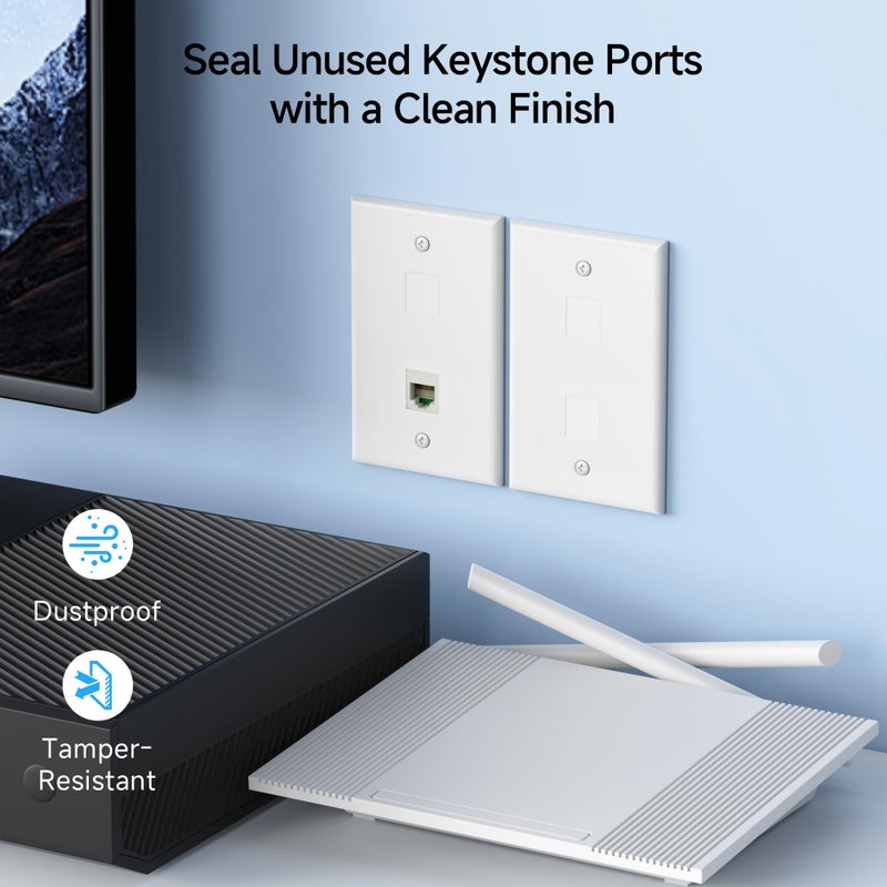 Cable Matters 20-Pack Blank Keystone Jack Inserts in White, Blank Inserts for Keystone Wall Plates/Patch Panels - Image 2