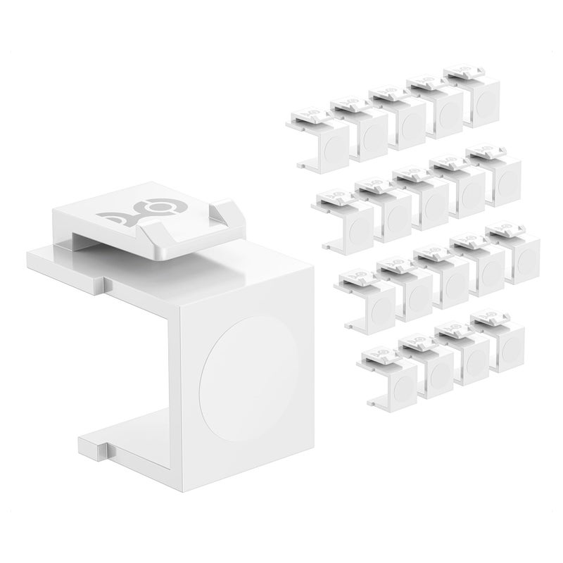Cable Matters 20-Pack Blank Keystone Jack Inserts in White, Blank Inserts for Keystone Wall Plates/Patch Panels - Image 1
