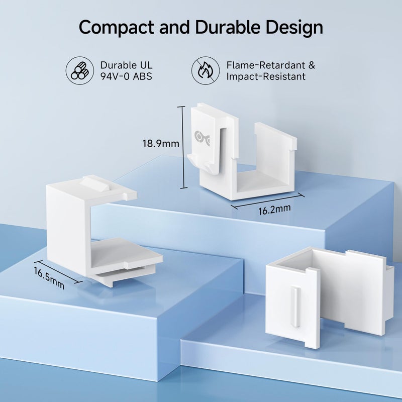 Cable Matters 20-Pack Blank Keystone Jack Inserts in White, Blank Inserts for Keystone Wall Plates/Patch Panels - Image 5