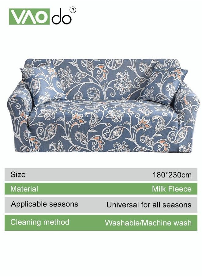 VAOdo - High Elastic Sofa Cover 3 Seat Universal All Inclusive Sofa Cover Fresh Blues Setable For All Seasons Difficult To Pilling Fine Soft Material High Color Fastness Fine Wrapped Sofa Cover - Image 1