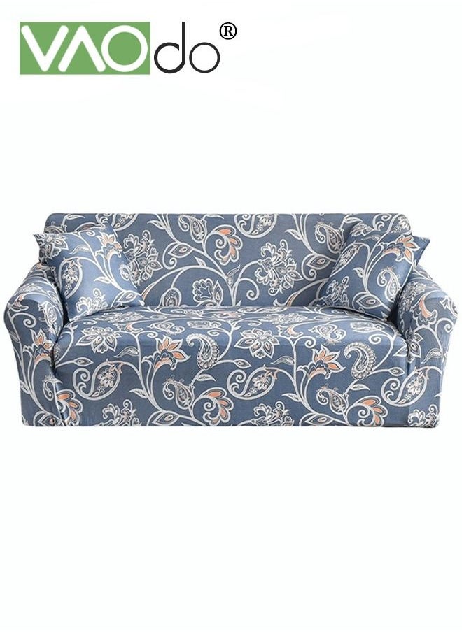 VAOdo - High Elastic Sofa Cover 3 Seat Universal All Inclusive Sofa Cover Fresh Blues Setable For All Seasons Difficult To Pilling Fine Soft Material High Color Fastness Fine Wrapped Sofa Cover - Image 1