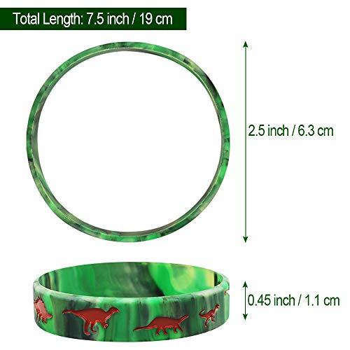 Heqishun 30 Pack Dinosaurs Silicone Wristbands Dinosaurs Bracelets Dinosaurs World Jurassic Party Supplies for Dinosaurs Theme Party Birthday Party Favors Gifts Bags Stuffers - 3 Colors - Image 5
