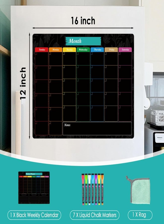 ماكسجير لوحة ماكس جير السوداء الأسبوعية للكتابة والمسح الجاف، مقاس 16 × 12 بوصة، لوحة بيضاء مغناطيسية لتخطيط الوجبات، لوحة طباشيرية لتخطيط قوائم الطعام، دفتر ملاحظات للمطبخ مع 7 أقلام تحديد وممحاة واحدة - Image 5