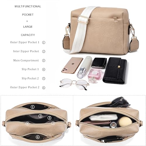 COCIFER Small Crossbody Bags for Women Vegan Leather Purses Women's Shoulder Handbags Wallet Satchel Cross Body Purse (N Khaki) - Image 5