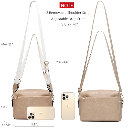 COCIFER Small Crossbody Bags for Women Vegan Leather Purses Women's Shoulder Handbags Wallet Satchel Cross Body Purse (N Khaki) - Image 3