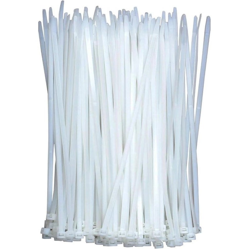 Self Locking White Nylon Wire Zip Cable Ties 3.6X150mm- 100pcs