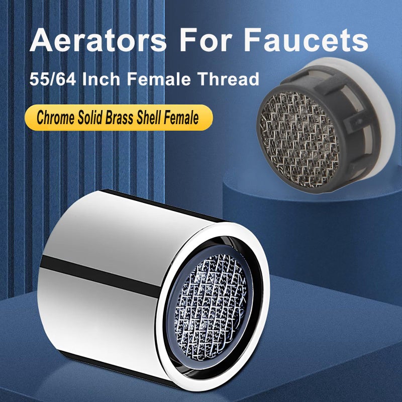 ESPETIO Bathroom Faucet Aerator, 2.2 GPM Kitchen Sink Aerator, Made of Solid Brass and Stainless Steel Filter, 55/64 inch Female Thread Aerators for Faucets Replacement Parts with Gasket - Image 4