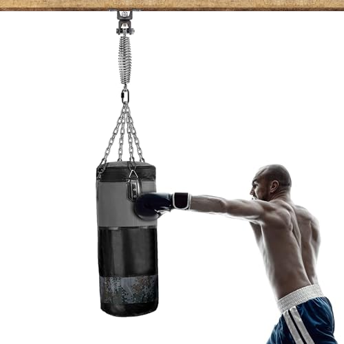 BeneLabel Heavy Duty Boxing Punching Bag Hanger Chain with Spring, 220 LB Capacity, 360° Rotation Wood Beam Holder with 4 Chains and 4 Carabiners, 2 Hexagon Wood Screws and 2 Expansion Screws. - Image 5