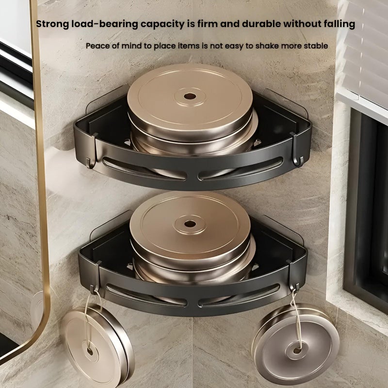 Cazlee Bathroom Organiser, Aluminium Self Adhesive Bathroom Shelf for Wall Corner, Washroom Organizer, Bathroom Rack Stand Without Drilling (Pack of 2) - Image 5