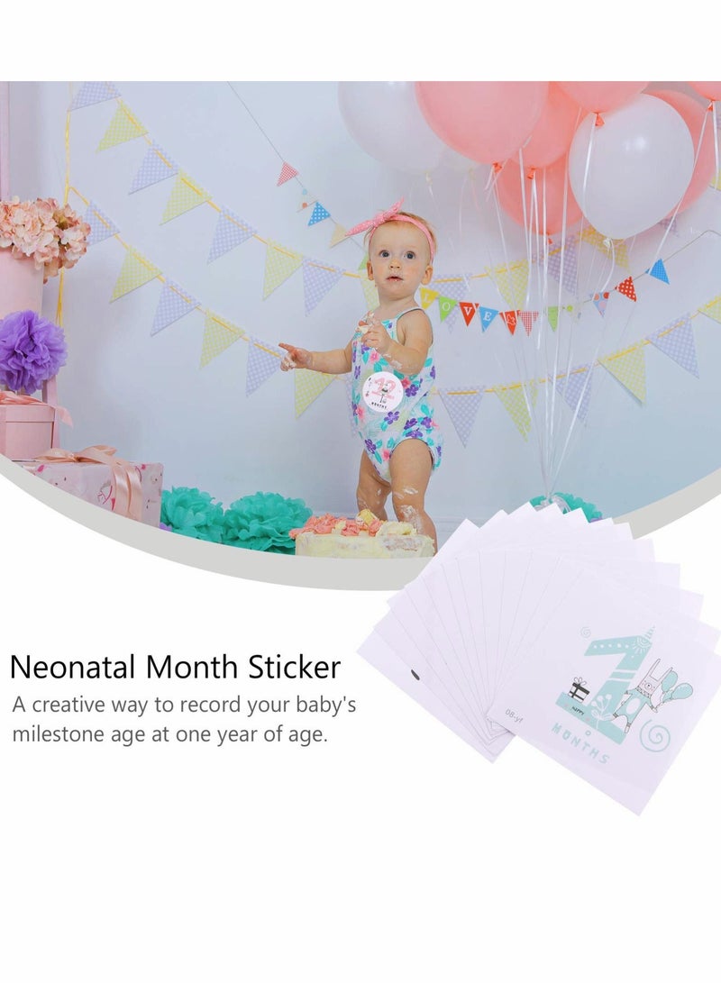 NIBEMINENT Baby Growth Monthly Stickers, Girl and Boy Photo Shoot Props, Stickers for Recording Newborn Process (12 Pack Forest Animal Themes) - Image 3
