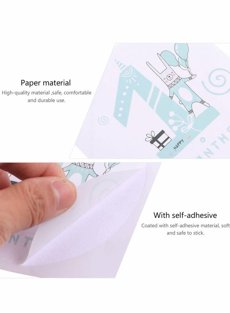 NIBEMINENT Baby Growth Monthly Stickers, Girl and Boy Photo Shoot Props, Stickers for Recording Newborn Process (12 Pack Forest Animal Themes) - Image 2