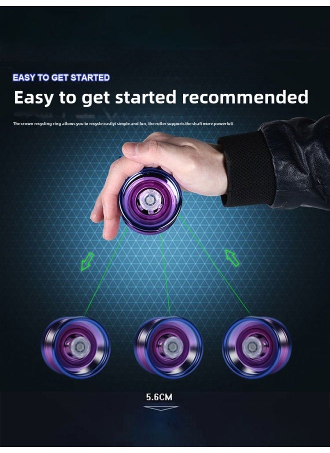 Generic - Cyber Red Yo-Yo Children's Luminous Yo-Yo Yoyo Live Sleep Automatic Swing Boy Uu Ball Beginner Beginner-Color: Prairie Green + Deep Sea Blue (2 Finger Cots + 4 Ropes Free) - Image 1