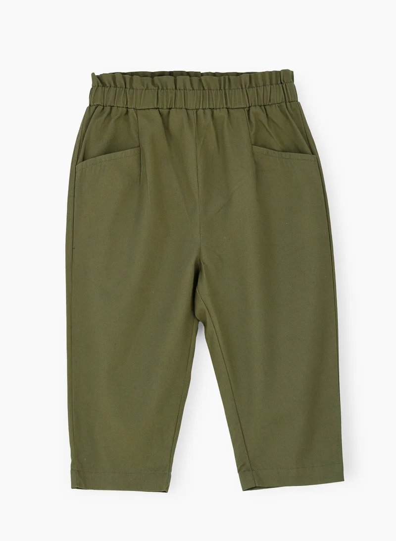 Jelliene Girls' Olive Green Cotton Woven Culottes