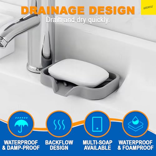 Karomouj Kitchen Sink Soap Holder –Silicone Soap Holder For Bathroom & Kitchen Non-Slip Quick Drying Sponge Stand & Organiser for Countertop, Wash Basin – Durable & Easy Clean (Multicolour, Pack of 1) - Image 3