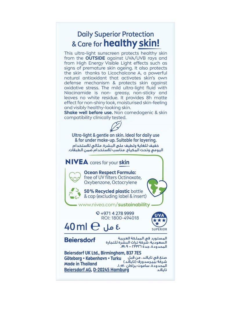 Nivea Sun Uv Face Specialist Invisible Daily Fluid Spf 50+ With Niacinamide 40ml - Image 2