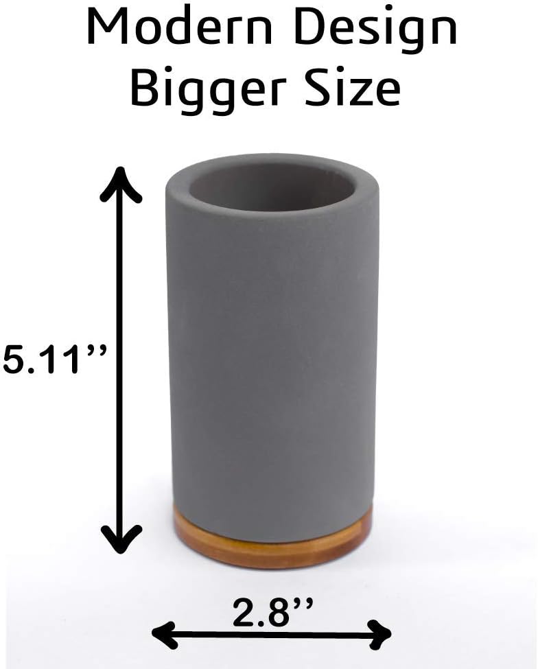 Matani Bamboo Toothbrush Holder Diatomite Tooth Brush Organizer - Storage Stand for Small Bathroom & Counter - Removable Base & Drain Holes, Water-Absorbent & Quick-Drying (Grey) - Image 3