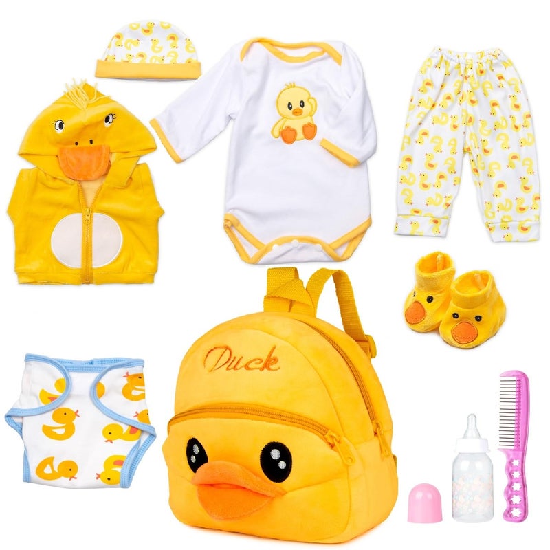 PEDOLLTREE Reborn Baby Dolls Clothes Accessories Yellow Duck 9pcs Set with Backpack Diaper for 1722 Inch Reborn Doll Newborn GirlBoy - Image 3