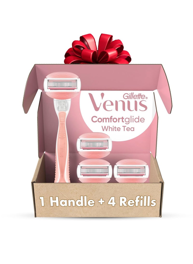 Gillette Venus ComfortGlide White Tea 4 count, with Gillette Venus ComfortGlide plus Olay 2 count, Women's Razor Blade Refills - Image 1
