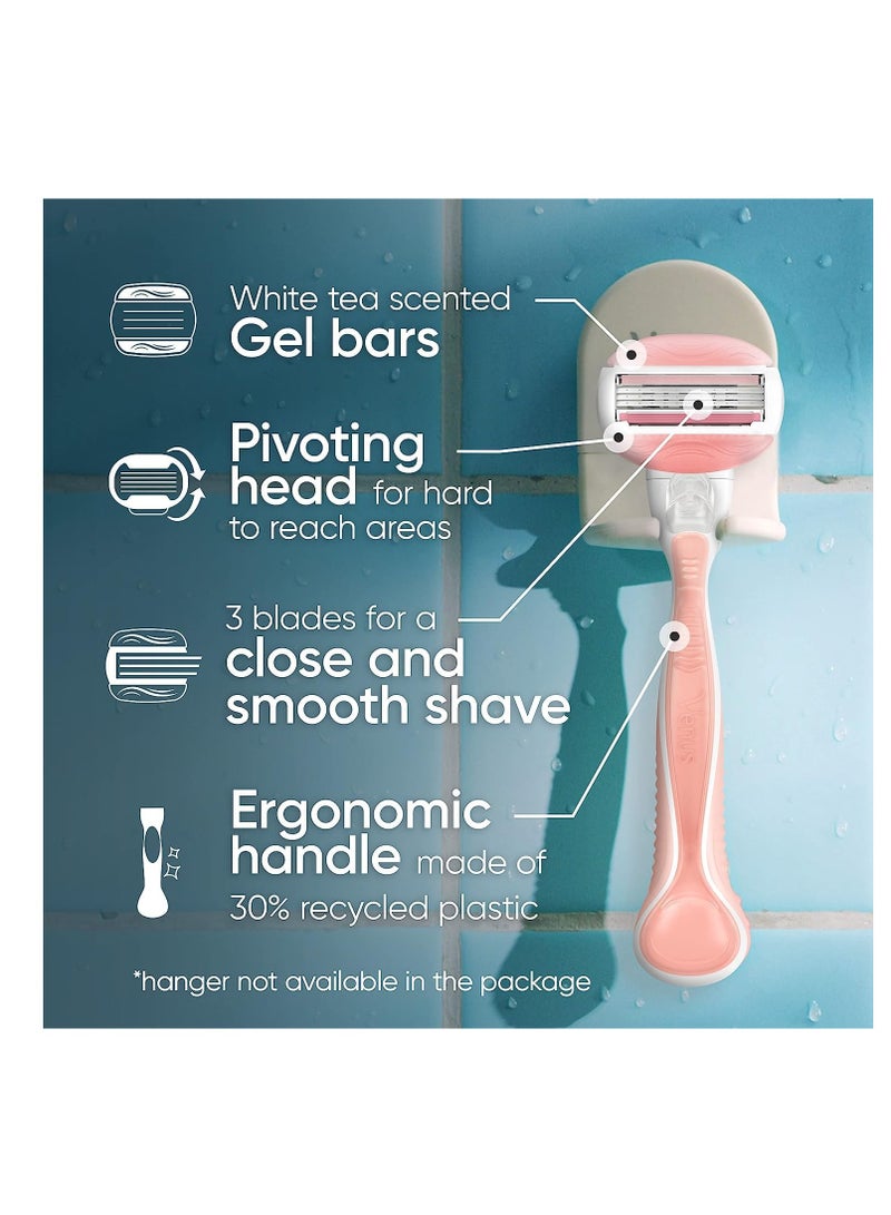 Gillette Venus ComfortGlide White Tea 4 count, with Gillette Venus ComfortGlide plus Olay 2 count, Women's Razor Blade Refills - Image 2