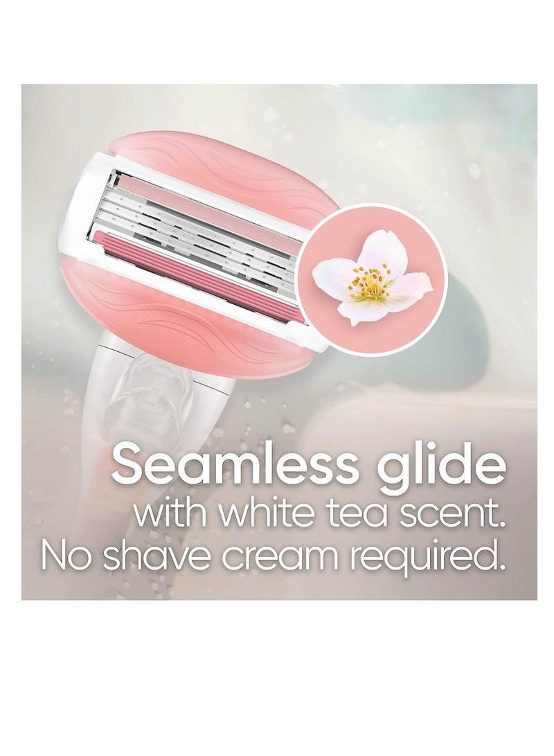 Gillette Venus ComfortGlide White Tea 4 count, with Gillette Venus ComfortGlide plus Olay 2 count, Women's Razor Blade Refills - Image 5