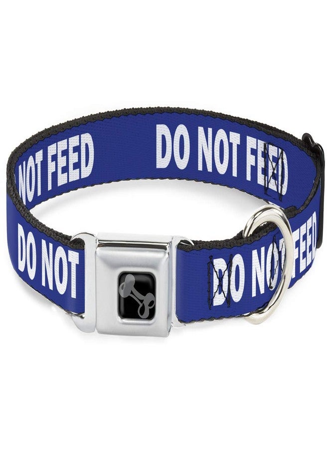 Buckle Down Dog Collar Seatbelt Buckle Pet Quote Do Not Feed Navy White 9 to 15 Inches 1.0 Inch Wide - Image 1