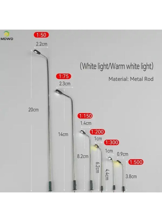 10pcs 1 500 Scale Warm White Model Landscape Street Lights With Flexible Metal Arm - Image 4