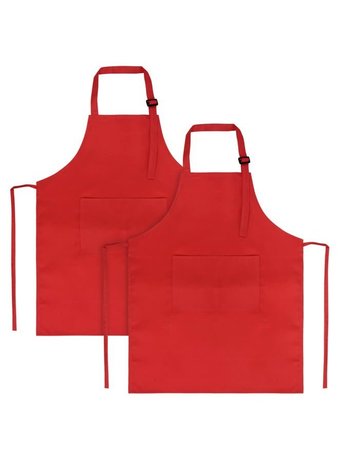 Sinland Kids Apron with Pocket 2 Pack Children Chef Apron for Cooking Baking Painting (M: 6-12 Years) - Image 1