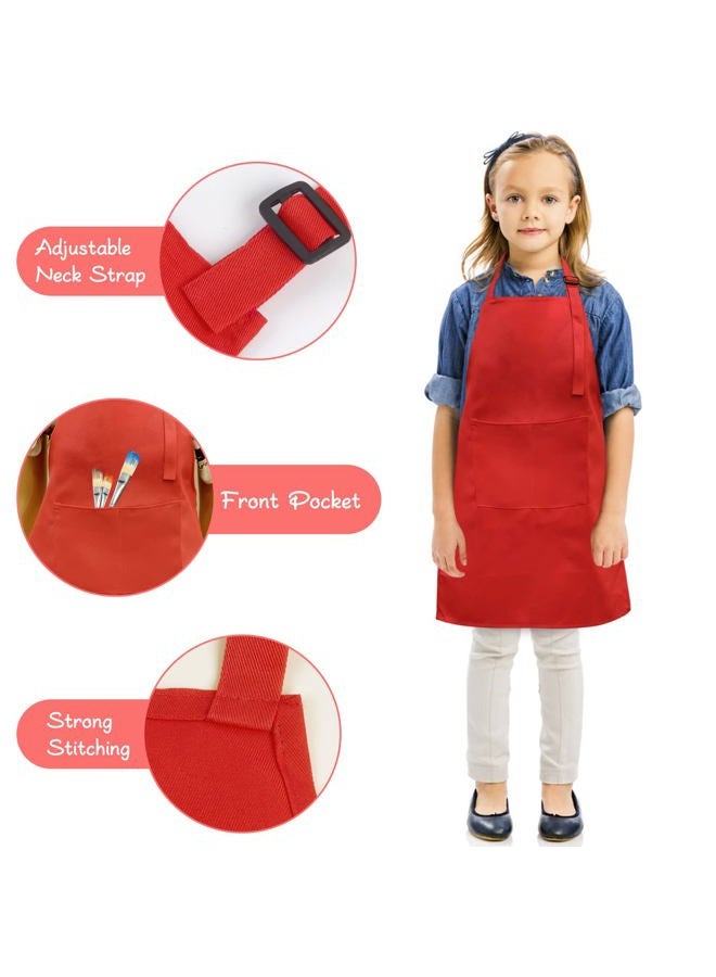 Sinland Kids Apron with Pocket 2 Pack Children Chef Apron for Cooking Baking Painting (M: 6-12 Years) - Image 2