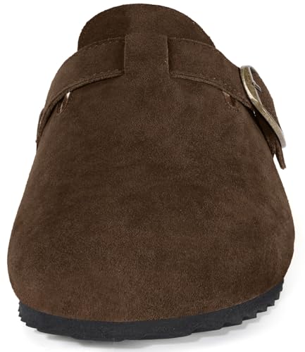 Intini Womens Suede Clogs Mens Leather Mules Cork Footbed Sandals Potato Shoes with Arch Support Coffee - Image 2