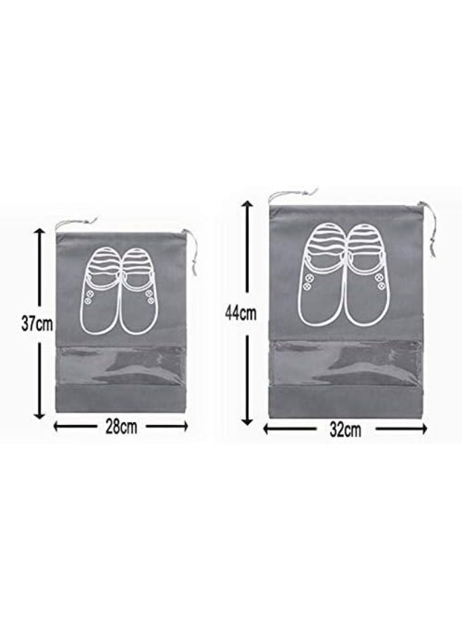 of 10 Travel Shoe Bag with Transparent Window Drawstring Dust-Proof Non-Woven Shoes Storage Bags for Daily and Travel Use Assorted Colors - Image 4
