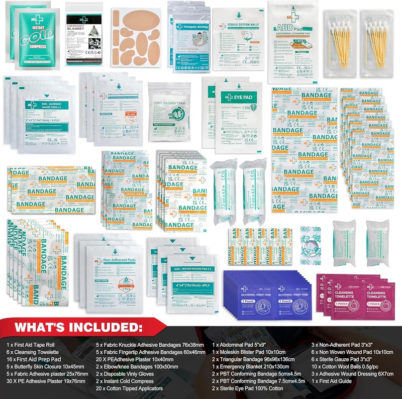 General Medi 160 Piece First Aid Kit Bag Refill Kit Includes Instant Cold Pack Bandages Emergency Blanket Moleskin Pad Gauze Extra Replacement Medical Supplies for First Aid - Image 3