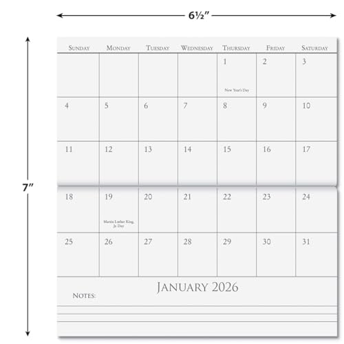 Current 2026 Meadow Dance Planner Pocket Calendar & Memo Pad, 3.5-Inch x 6.5-Inch Size Closed, Bookstore-Quality Monthly Floral Purse Calendars With 30 Note Pages for Kitchen & Office - Image 2