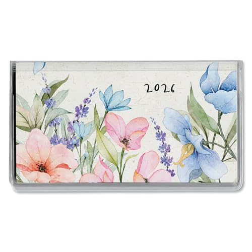 Current 2026 Meadow Dance Planner Pocket Calendar & Memo Pad, 3.5-Inch x 6.5-Inch Size Closed, Bookstore-Quality Monthly Floral Purse Calendars With 30 Note Pages for Kitchen & Office - Image 1