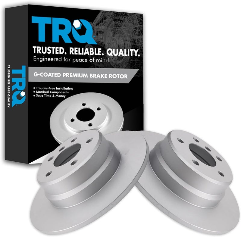 TRQ Rear Brake Rotors Set Solid Premium G-Coated Compatible with 2000-2006 BMW X5 - Image 1