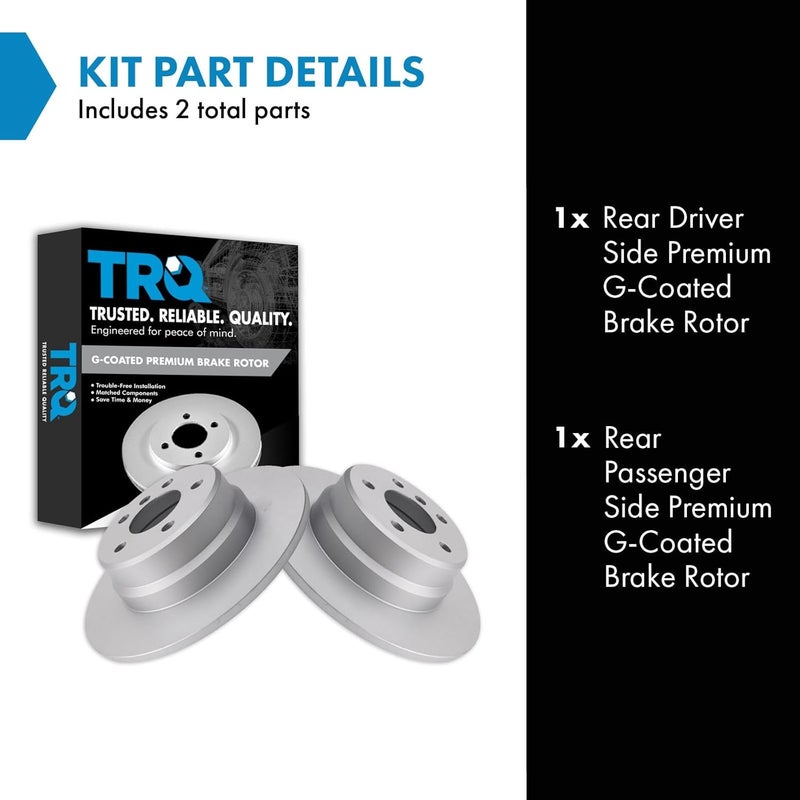 TRQ Rear Brake Rotors Set Solid Premium G-Coated Compatible with 2000-2006 BMW X5 - Image 2