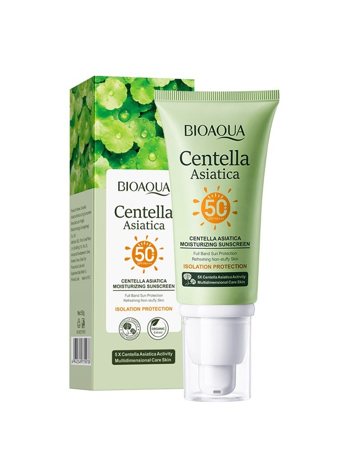 مادغاسكار سنتيلا ريليف سون SPF50+، واقي شمس سنتيلا SPF50، كريم شمسي مرطب بعامل حماية، رطوبة خفيفة يومية للوجه مثالية للبشرة الحساسة، حماية واسعة الطيف ضد أشعة UVA/UVB - Image 1