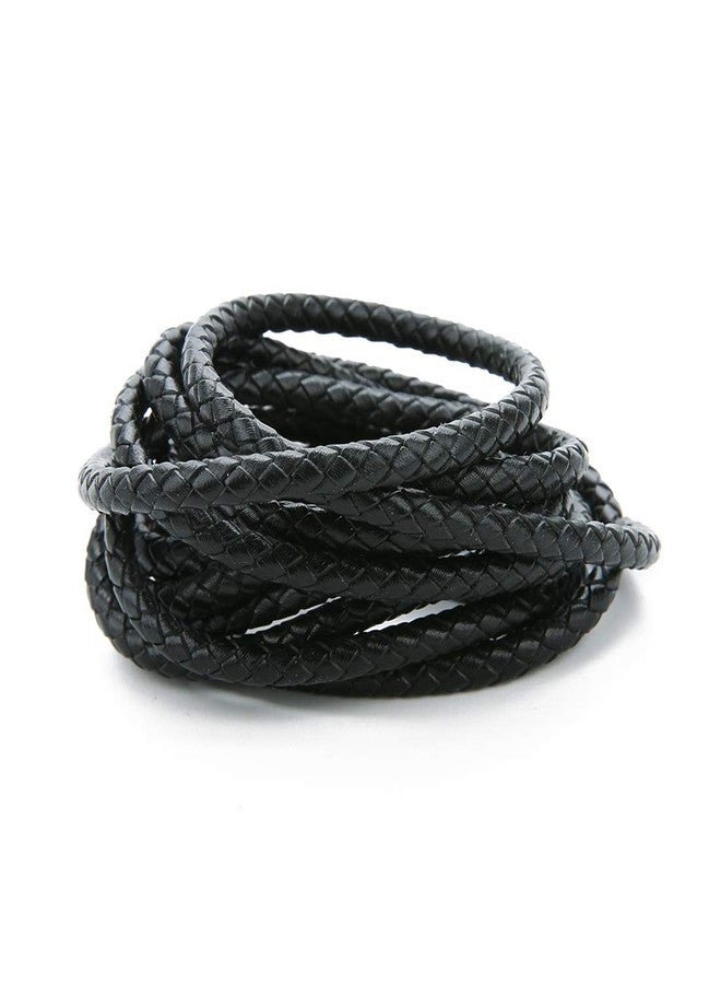 Linsoir Beads Black Round Genuine Braided Leather Cord Bolo Tie Cording Dia 4mm 2 Meter Roll - Image 1