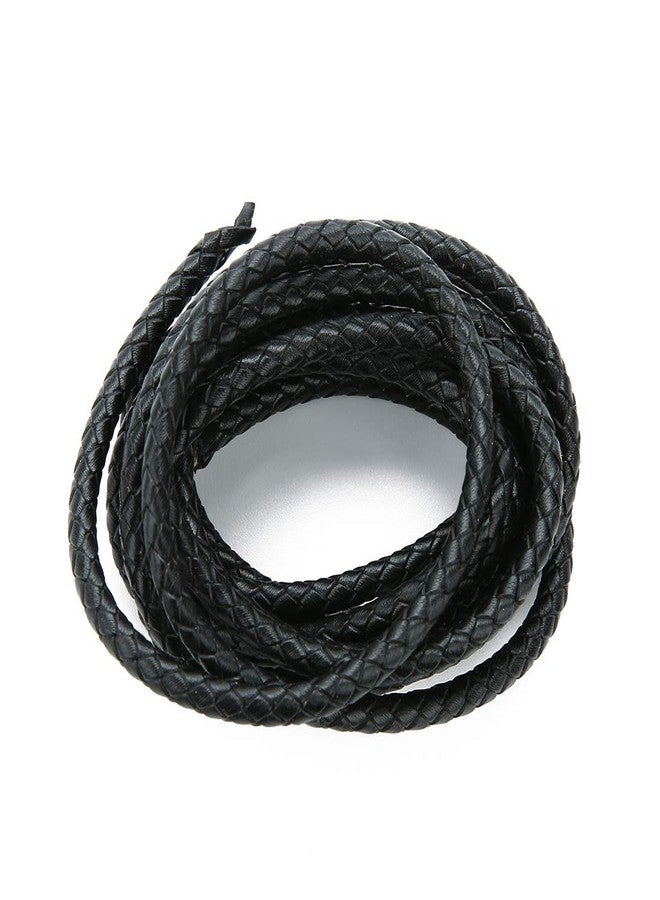 Linsoir Beads Black Round Genuine Braided Leather Cord Bolo Tie Cording Dia 4mm 2 Meter Roll - Image 2