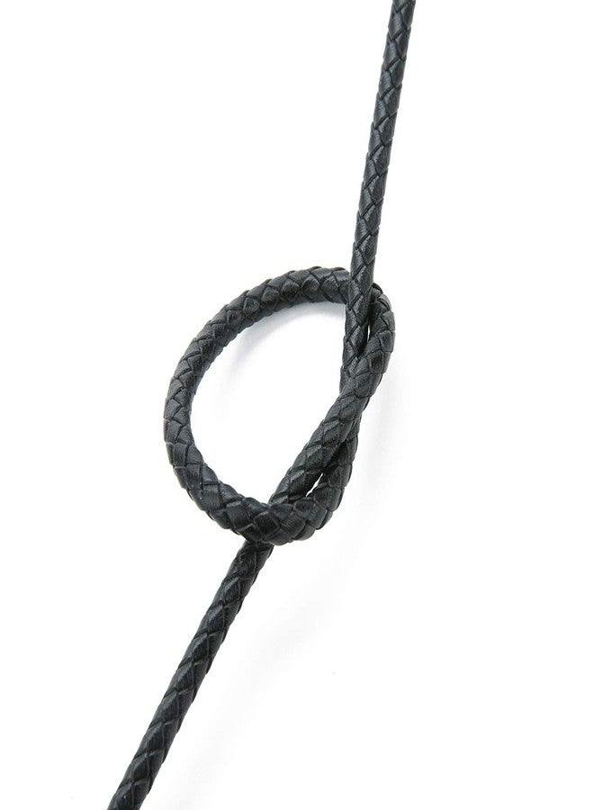 Linsoir Beads Black Round Genuine Braided Leather Cord Bolo Tie Cording Dia 4mm 2 Meter Roll - Image 3