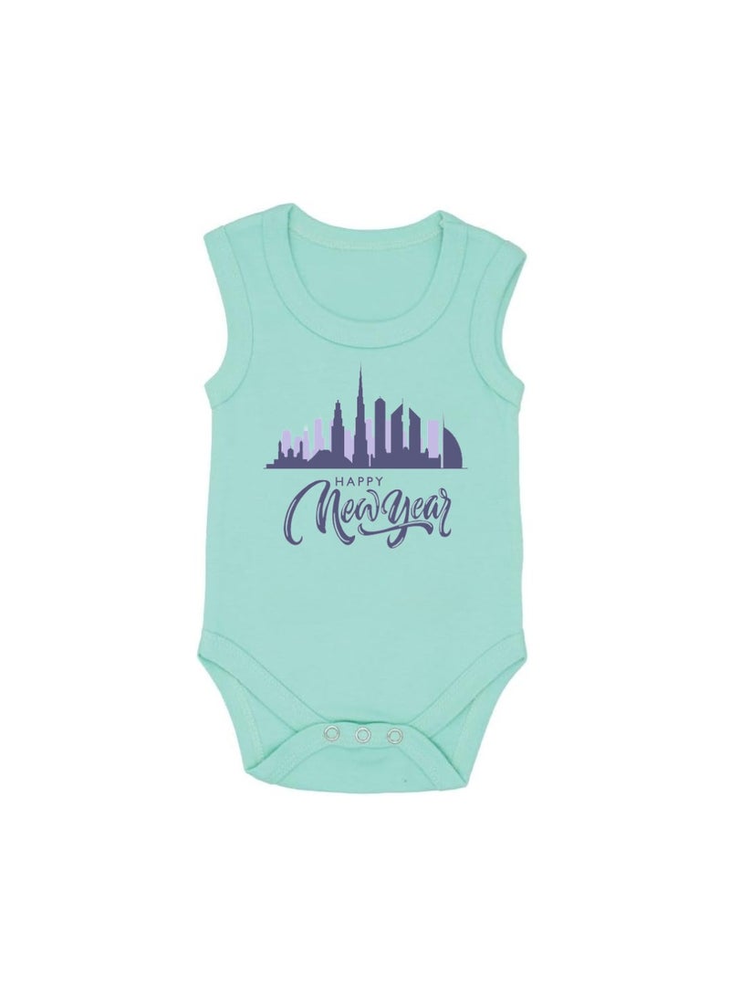 Happy New Year In Dubai With This Soft Cotton Baby Sleeve Less Onesie-Baby Bodysuit For New Year's Dubai-Baby's New Year's Outfit - Image 1