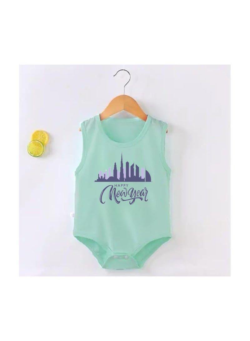 Happy New Year In Dubai With This Soft Cotton Baby Sleeve Less Onesie-Baby Bodysuit For New Year's Dubai-Baby's New Year's Outfit - Image 2