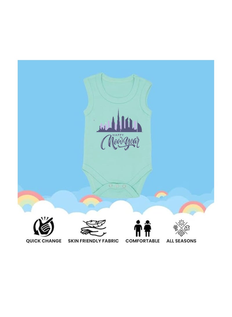 Happy New Year In Dubai With This Soft Cotton Baby Sleeve Less Onesie-Baby Bodysuit For New Year's Dubai-Baby's New Year's Outfit - Image 4